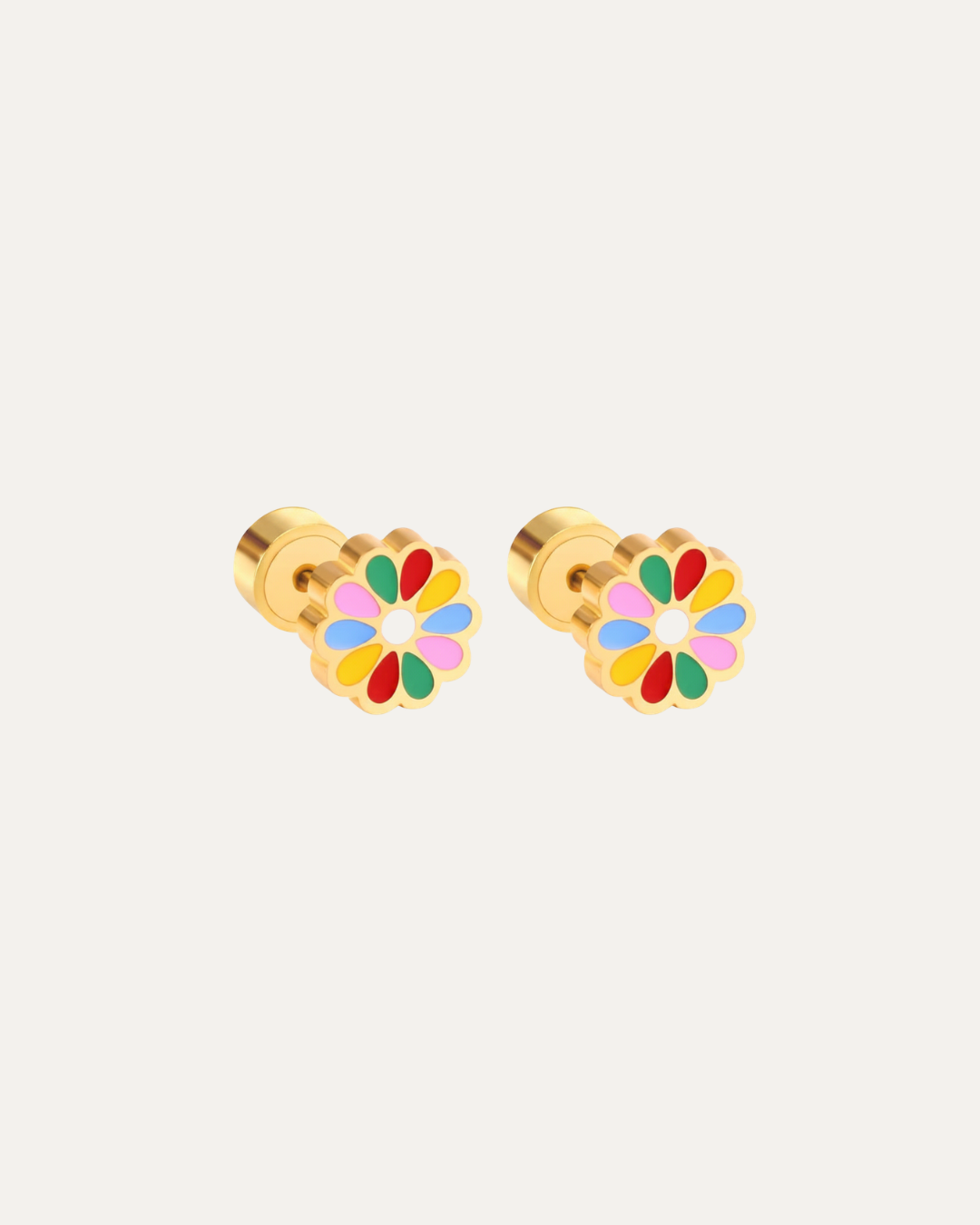 Rainbow Flower Stud Earrings