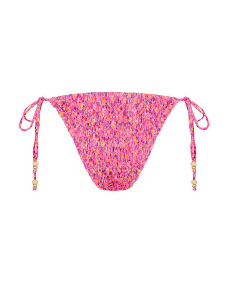 Pink floral bikini bottom on a white background