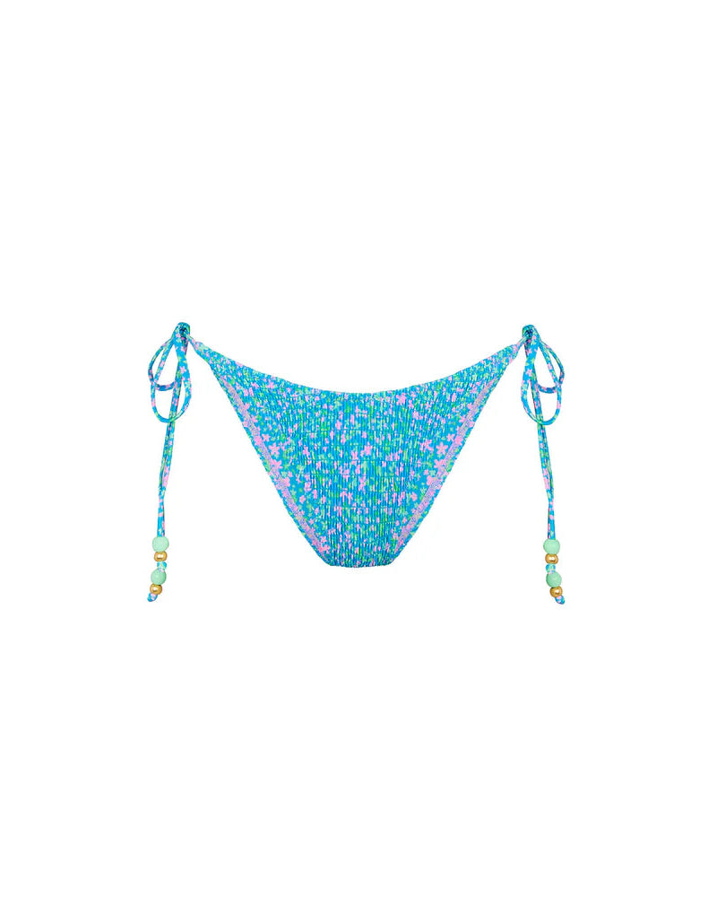 Shirred Dipped Cheeky Tie Bikini Bottom | Ocean Kisses