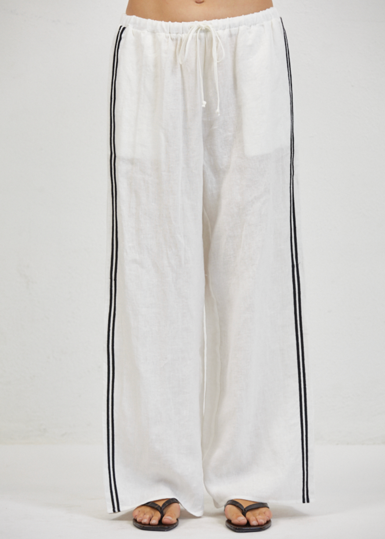 Palazzo Side Striped Linen Pants