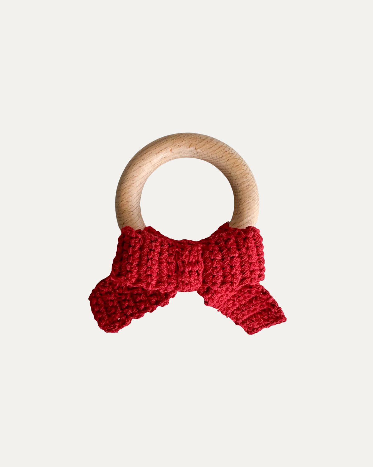 Red Crochet Bow Baby Teether