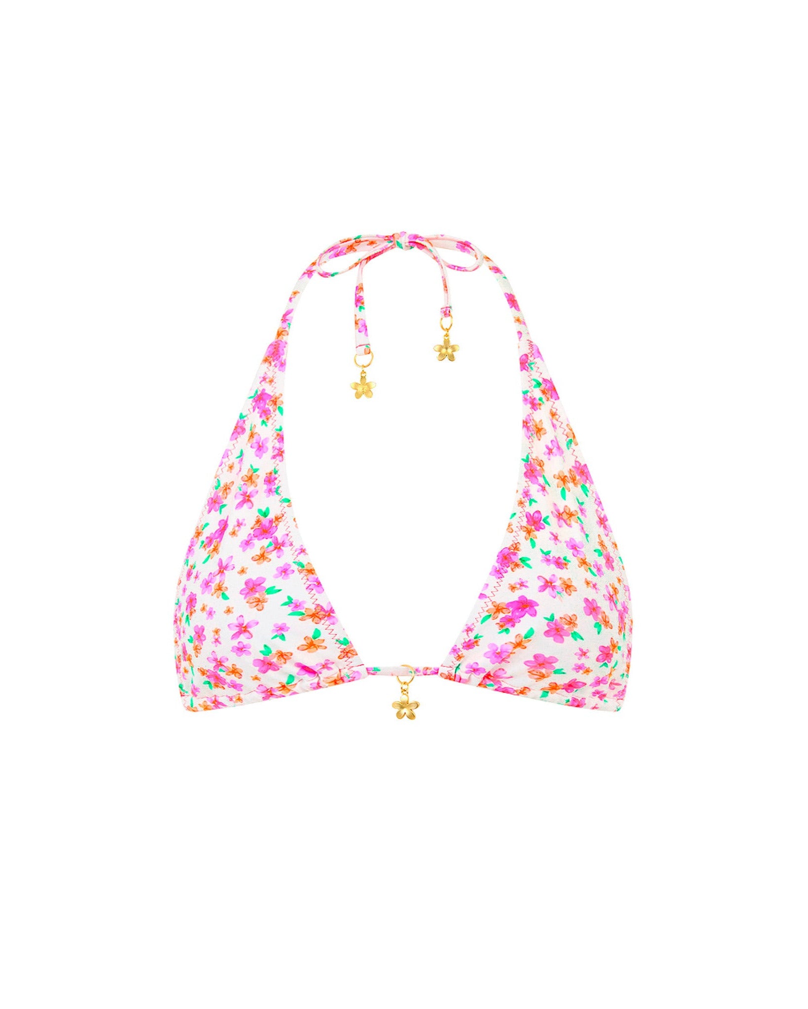 Classic Tie Halter Bikini Top | Flamingo Flora
