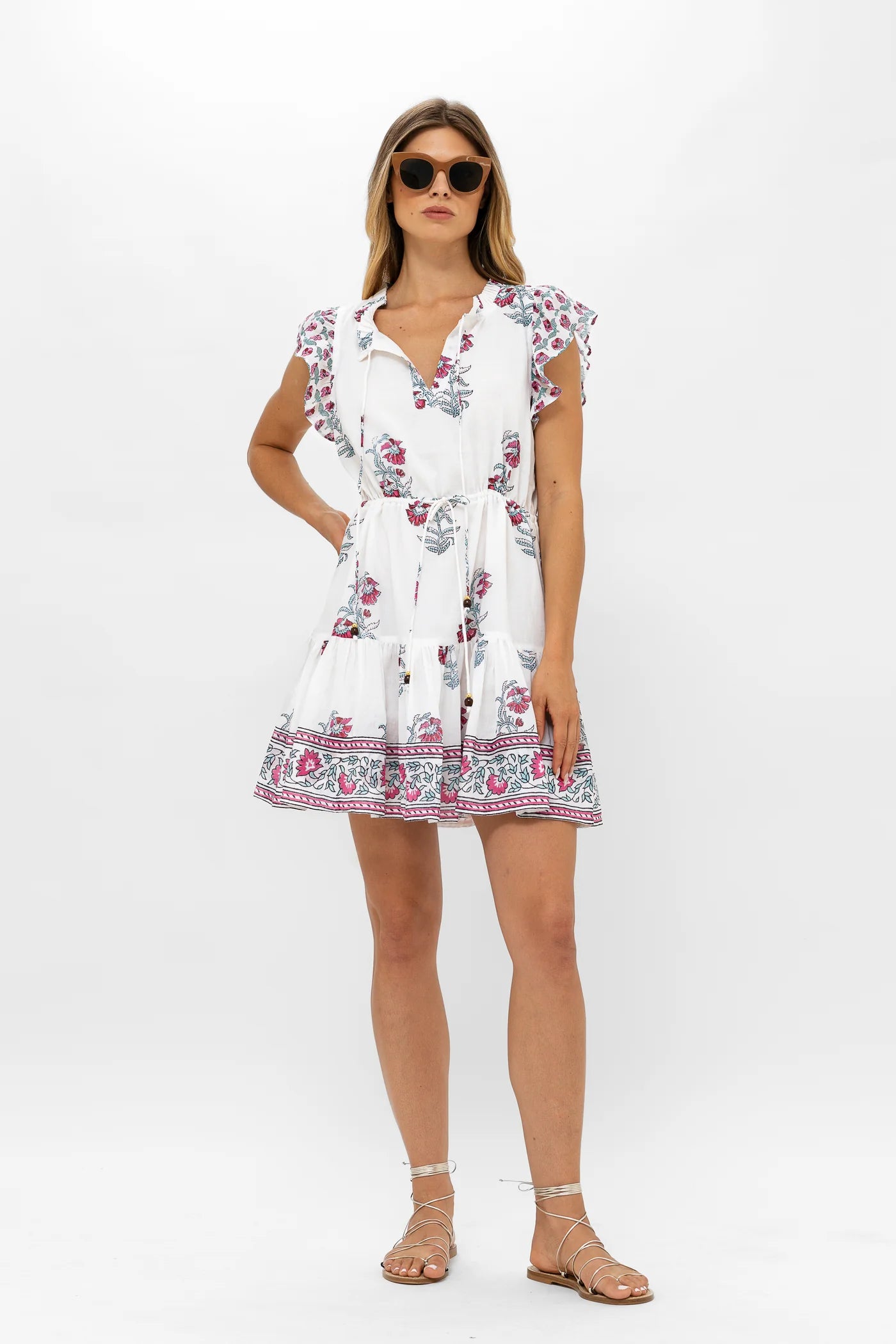 Cinched Flirty Short Dress in Terra Pink