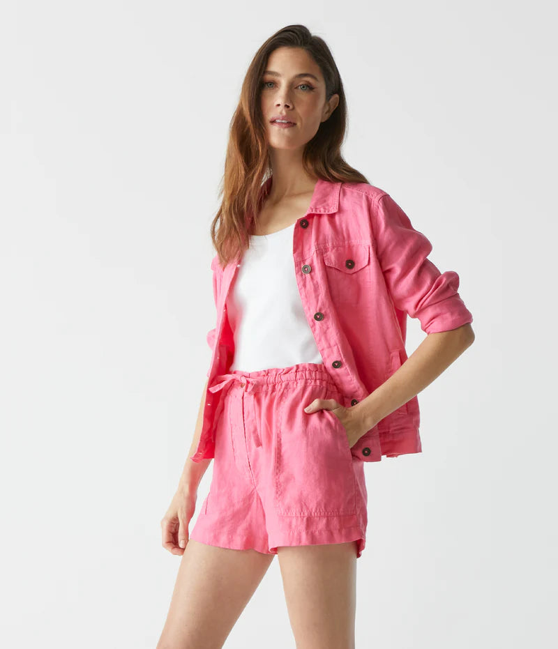 Paulette Linen Short | Flamingo