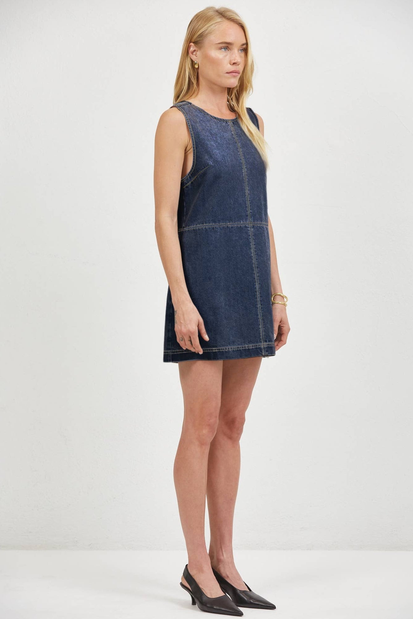 Cape Denim Shift Dress