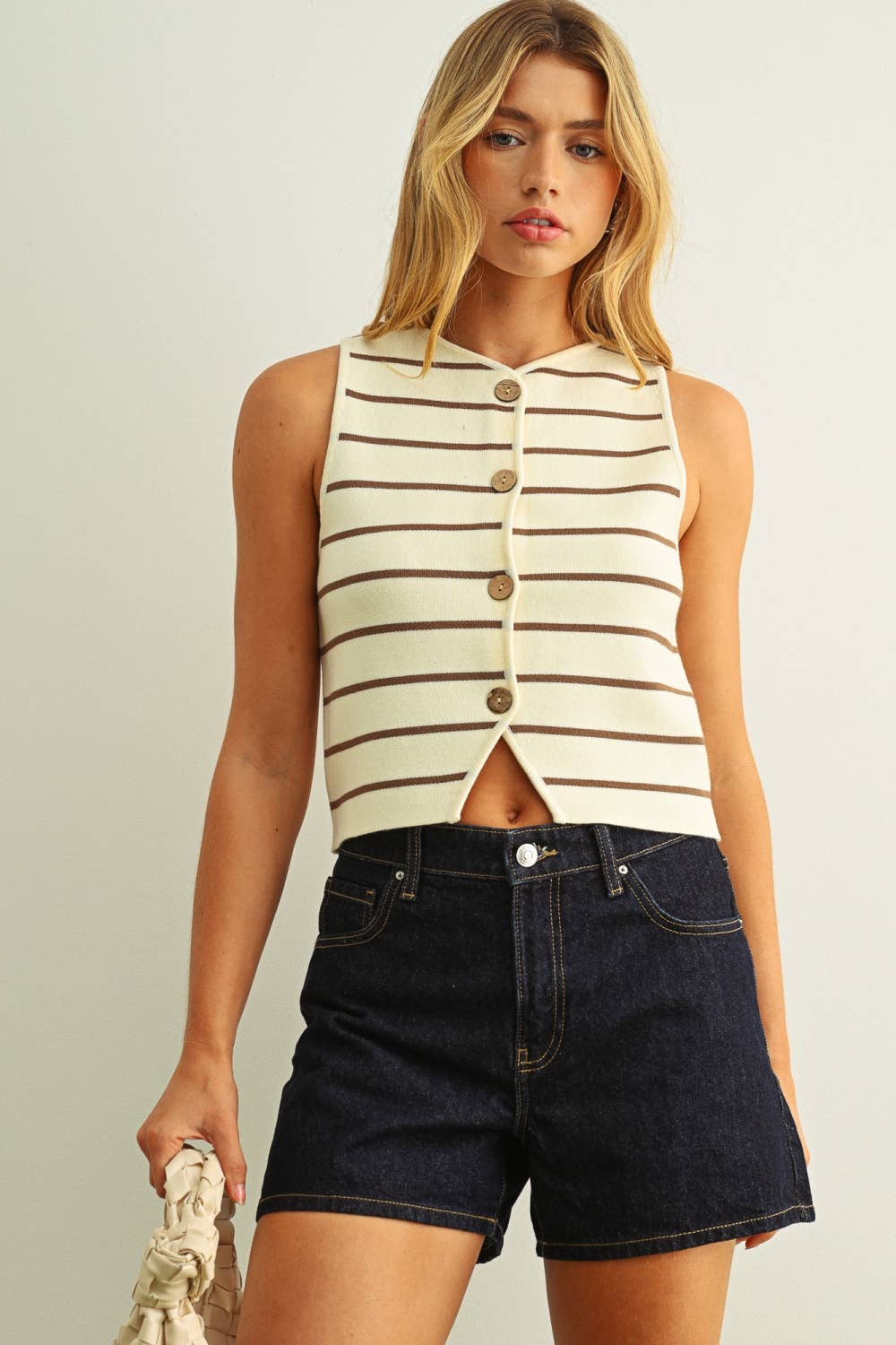 Striped Noa Button Front Knit Tank