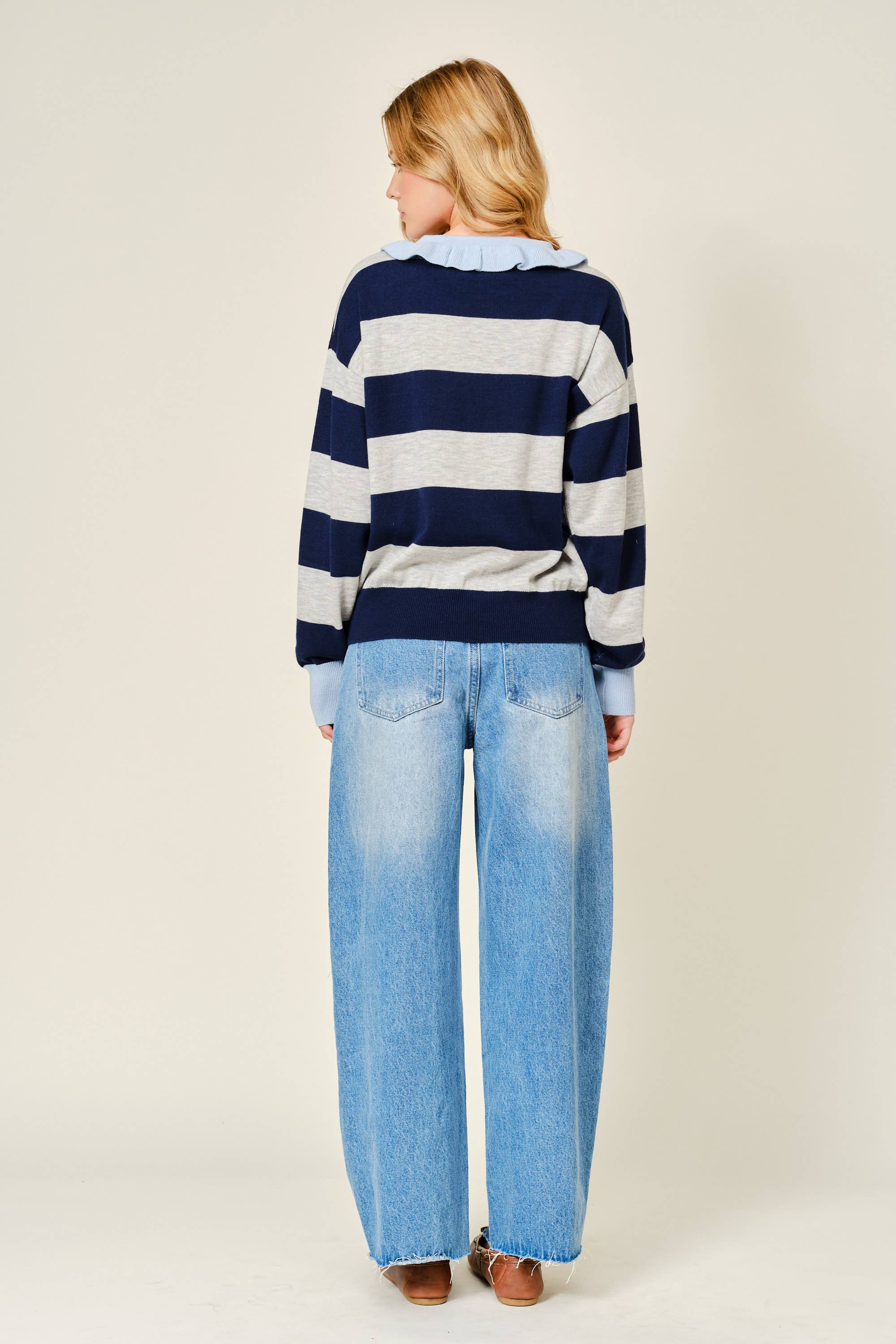 Lace Side Denim Barrel Pants