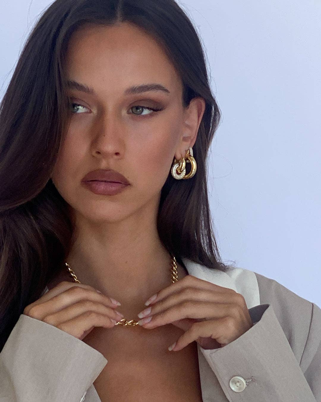 Pave Interlock Hoops