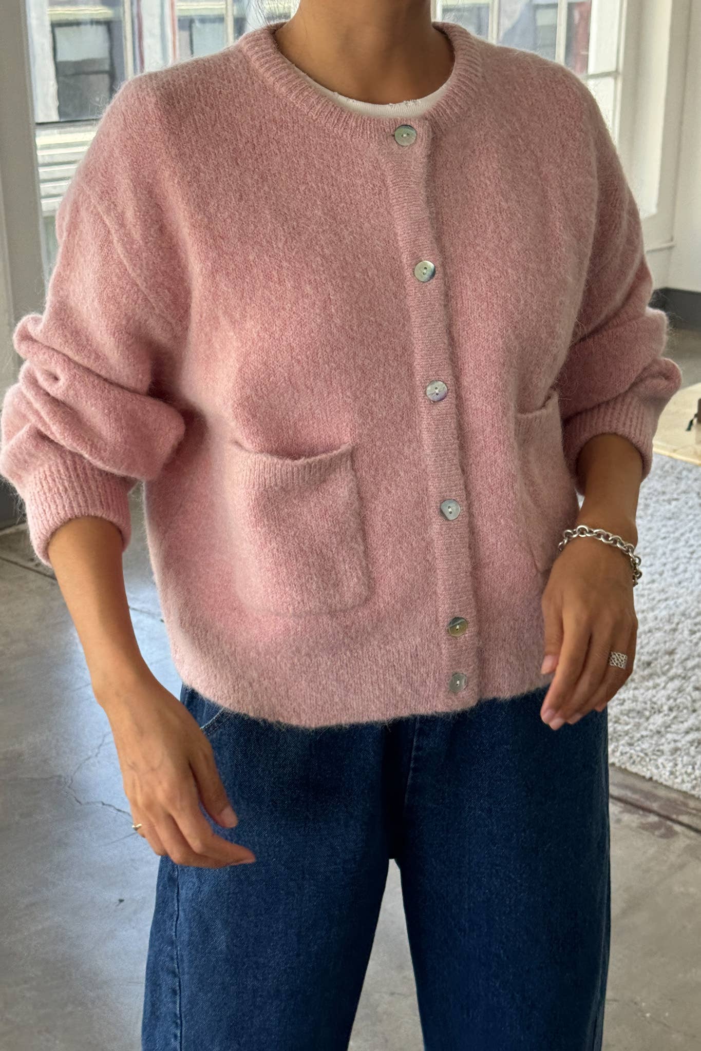 Amélie Alpaca Cardigan | Pink Rosé