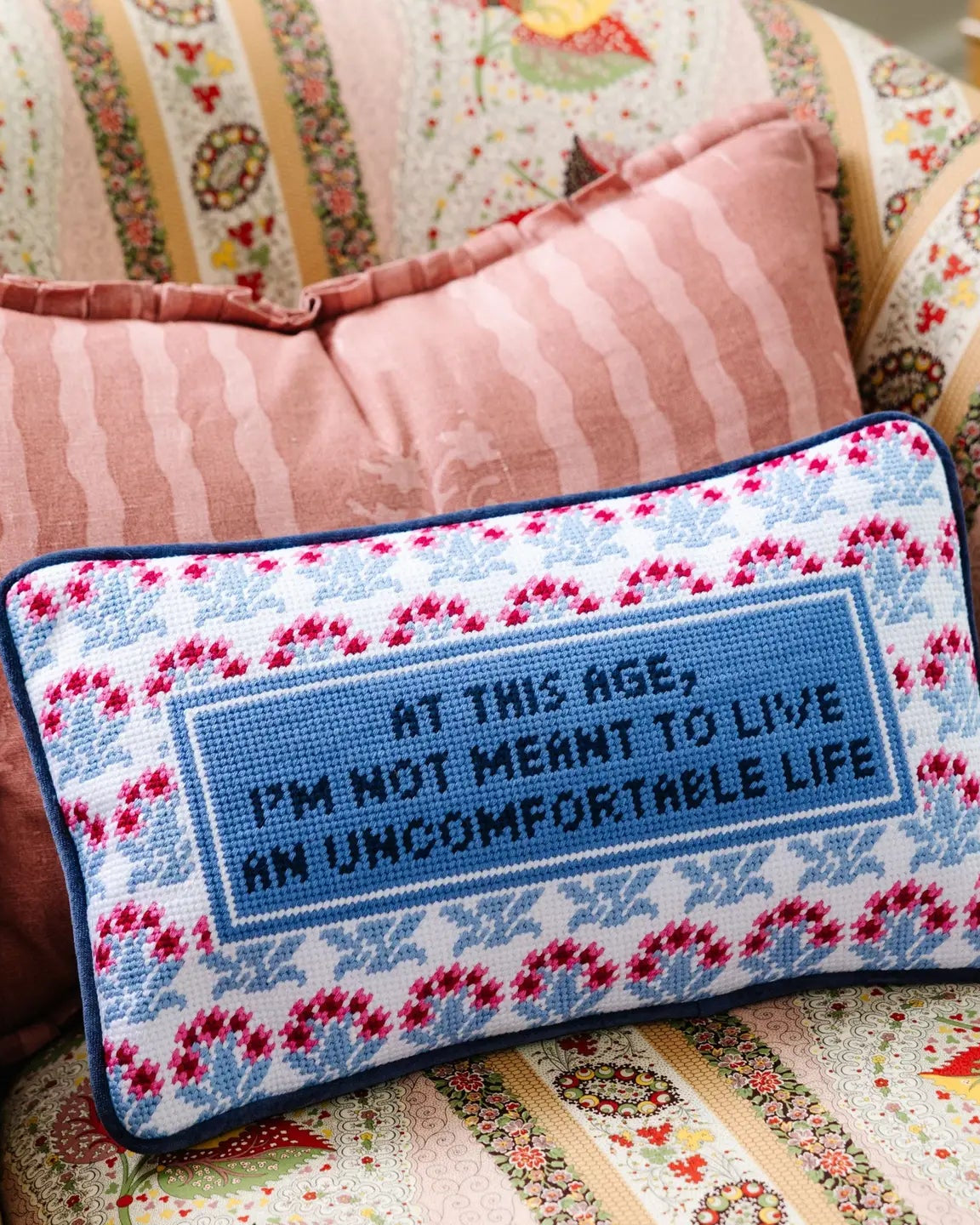 Uncomfortable Life Needlepoint Pillow
