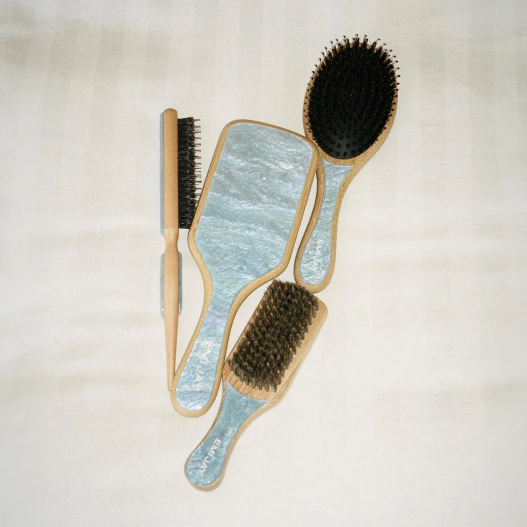 Bamboo Paddle Hair Brush in Blue Sugar