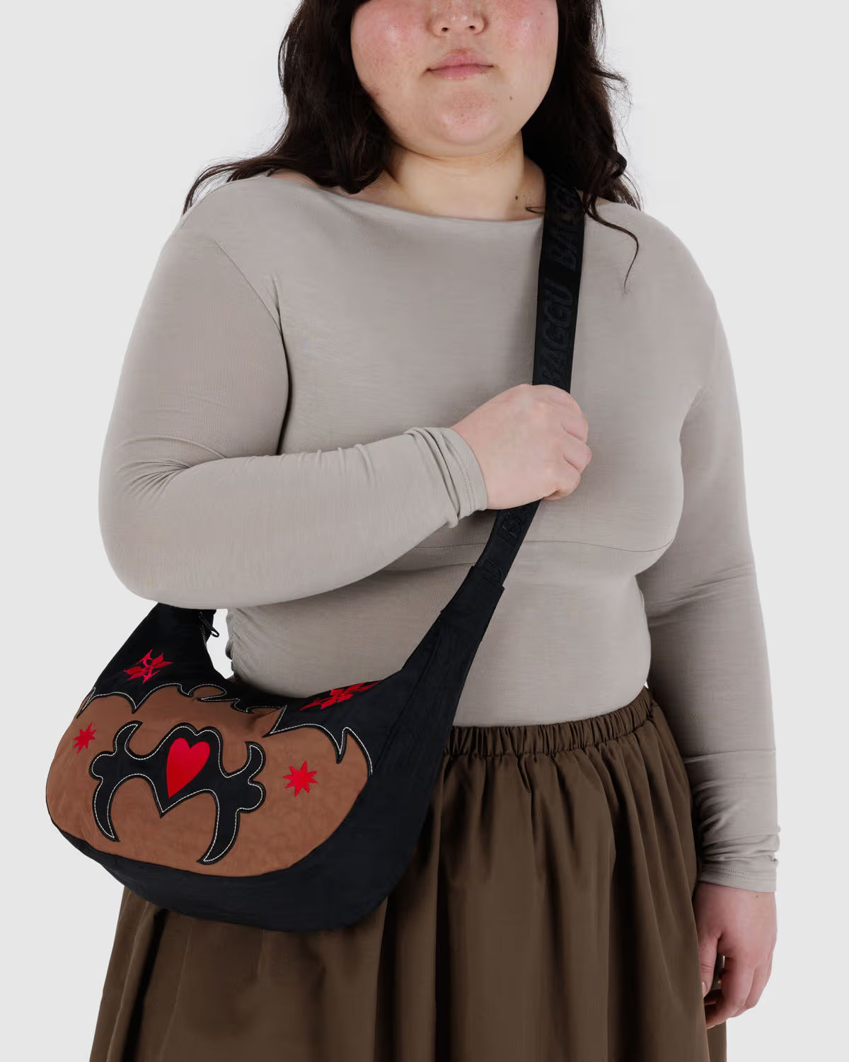 Medium Nylon Crescent Bag | Western Applique