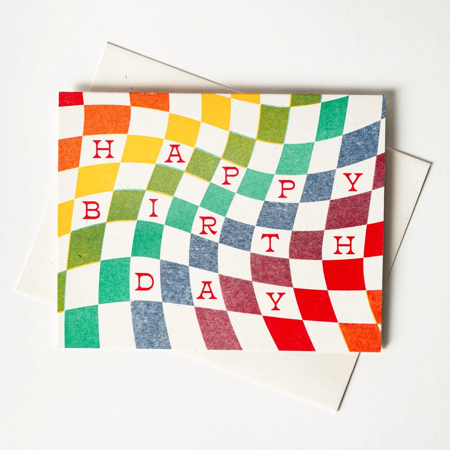 Rainbow Checkerboard Birthday Card