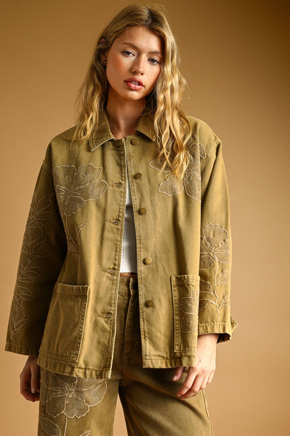 Oversized Embroidered Peony Jacket