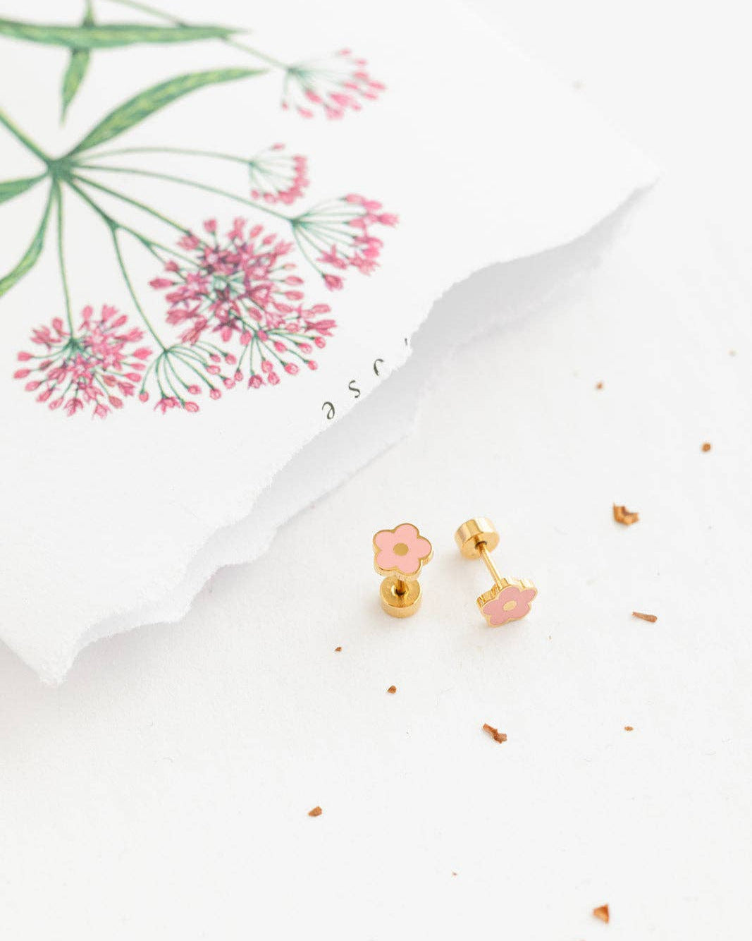 Pink Petite Flower Studs