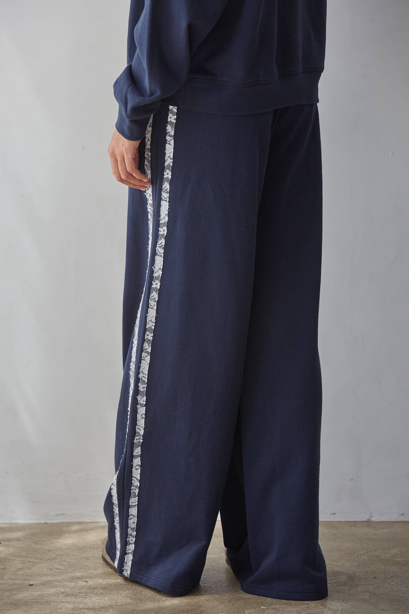Lace Stripe Wide Leg Lounge Pants