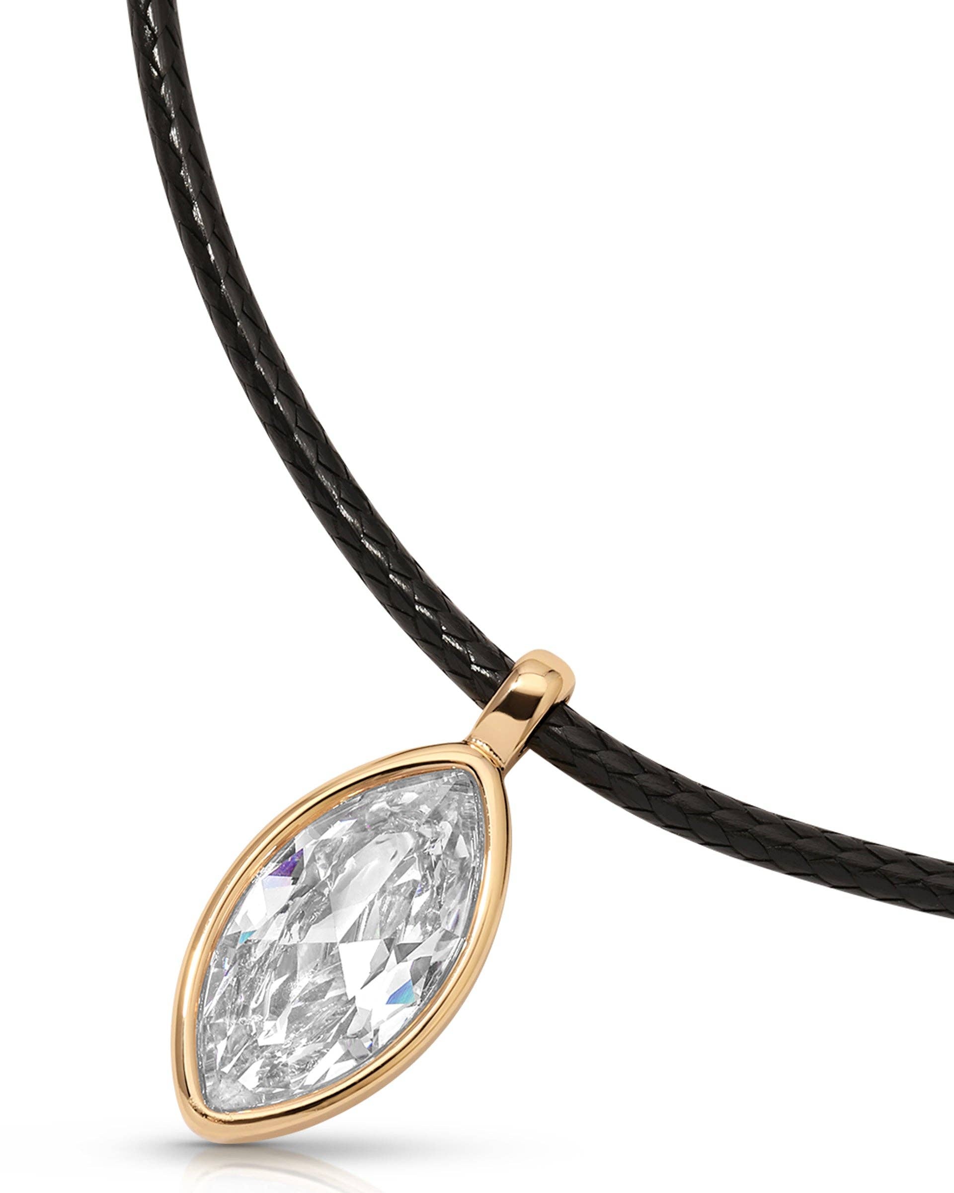 Marquise Crystal Pendant Cord Necklace