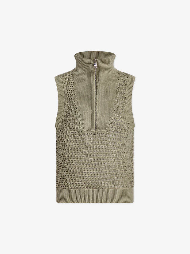 Bains Half Zip Tank in Seagrass