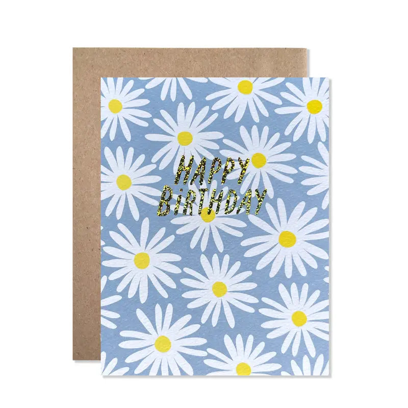 Happy Birthday Daisies Foiled Card