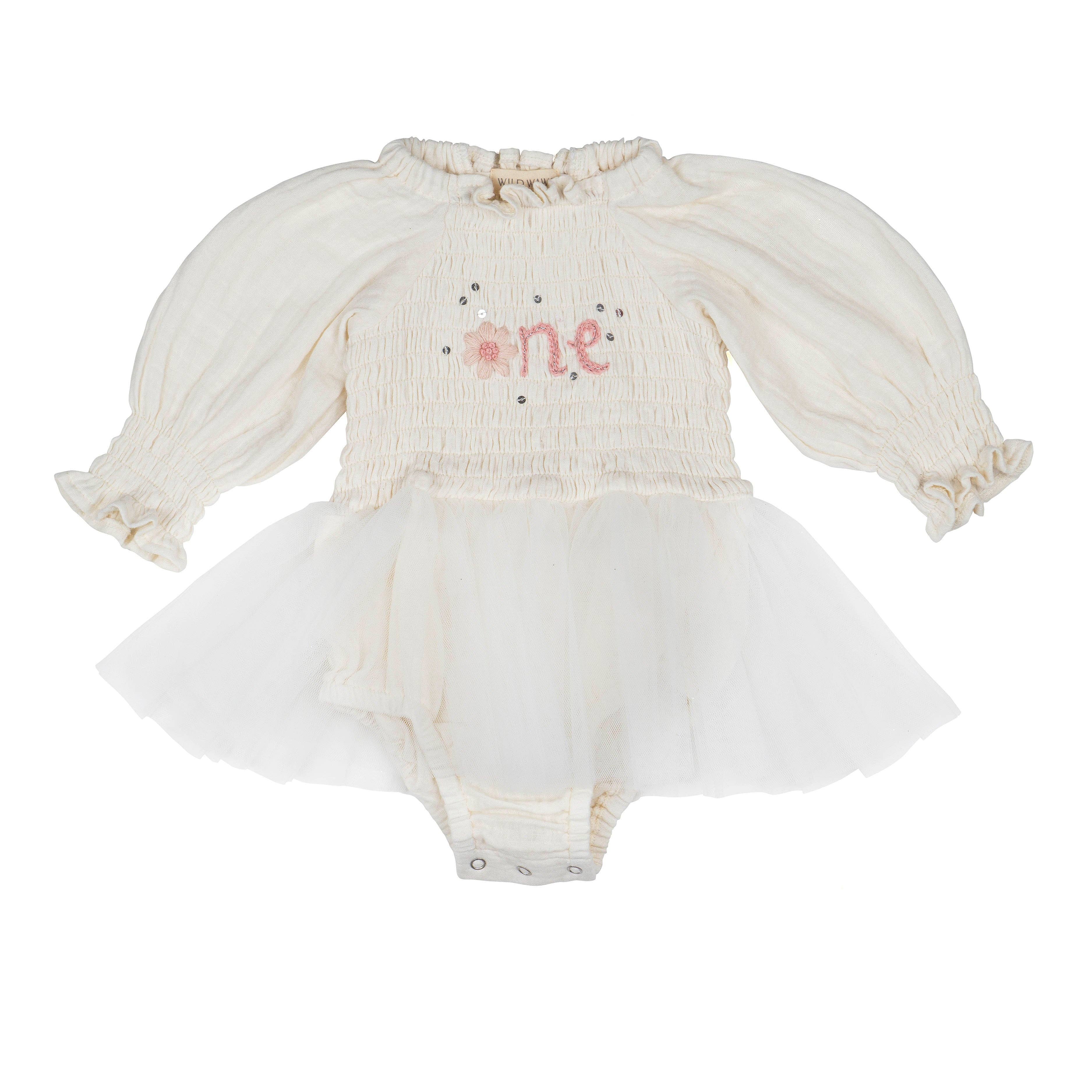 'One' Long Sleeve Tutu | Ivory