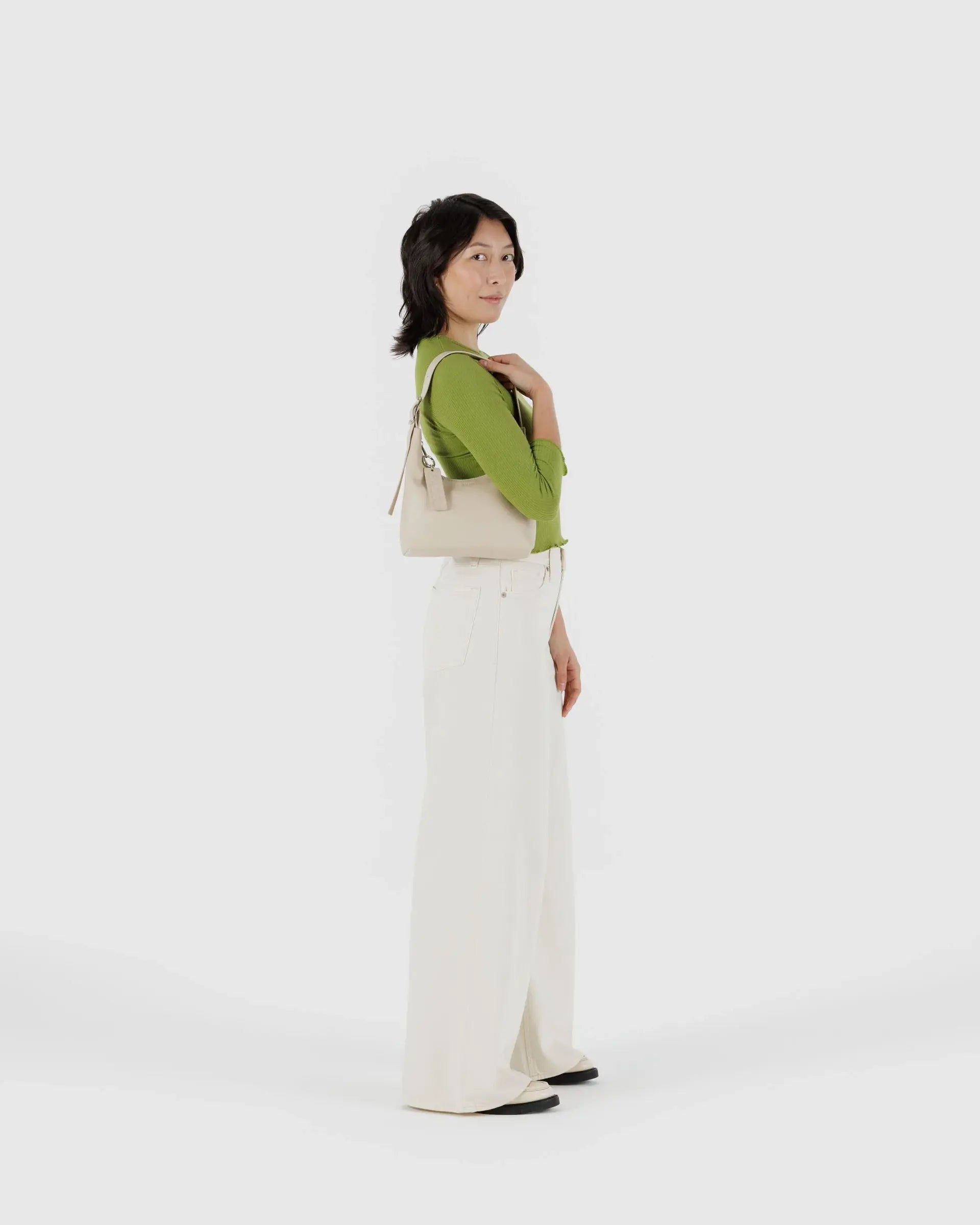 Mini Recycled Leather Shoulder Bag | Stone