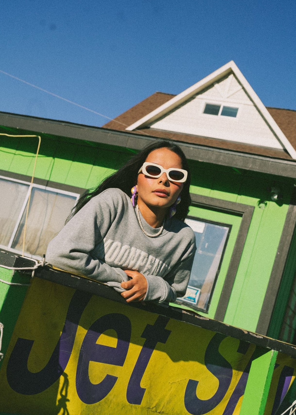 Moonpenny Collegiate Crewneck | Athletic Grey