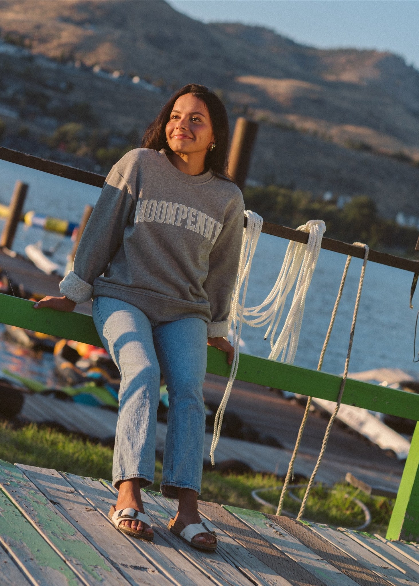 Moonpenny Collegiate Crewneck | Athletic Grey