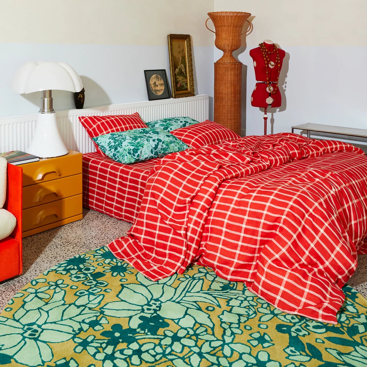 Remi Linen King Duvet Cover | Scarlet