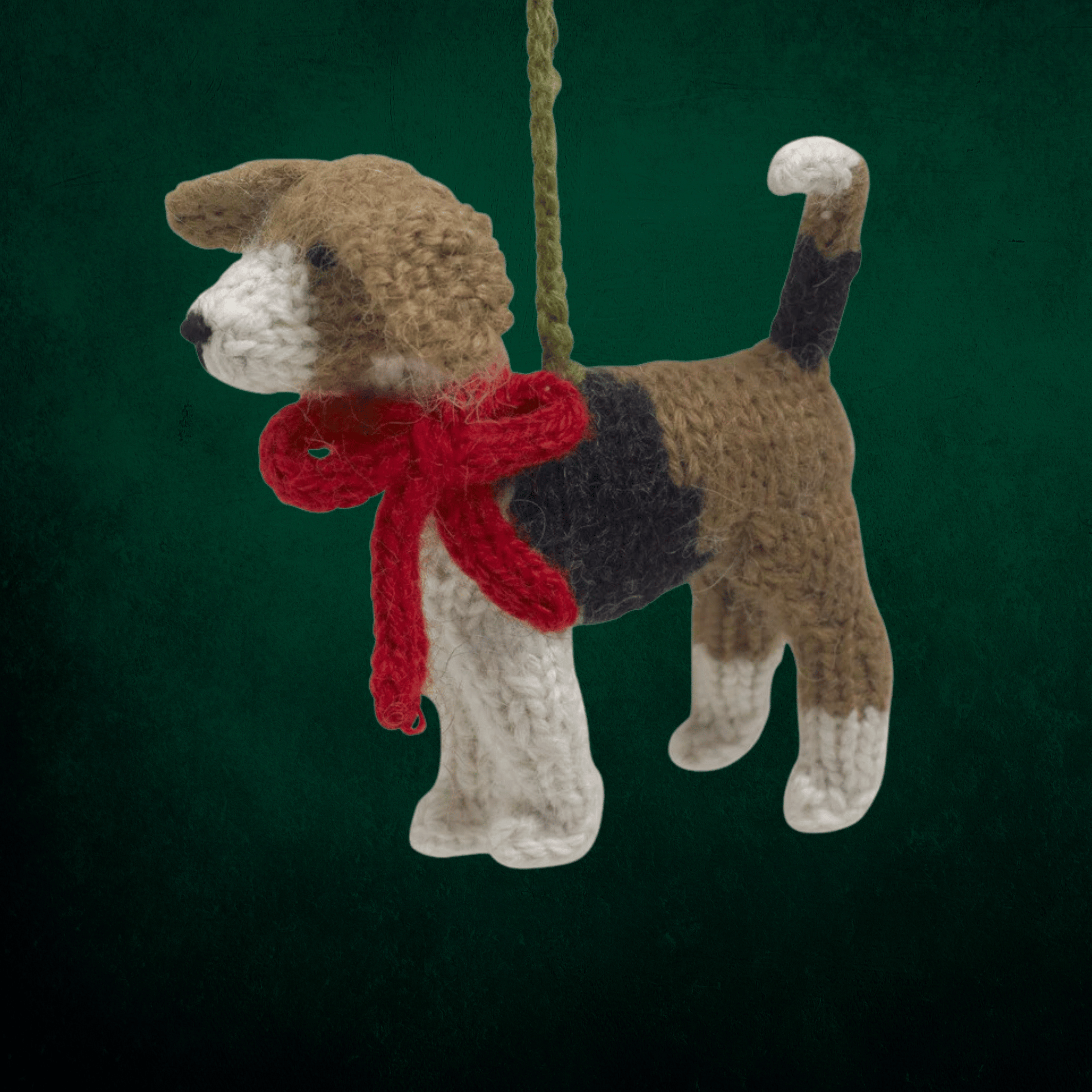 Hand Knit Beagle Ornament