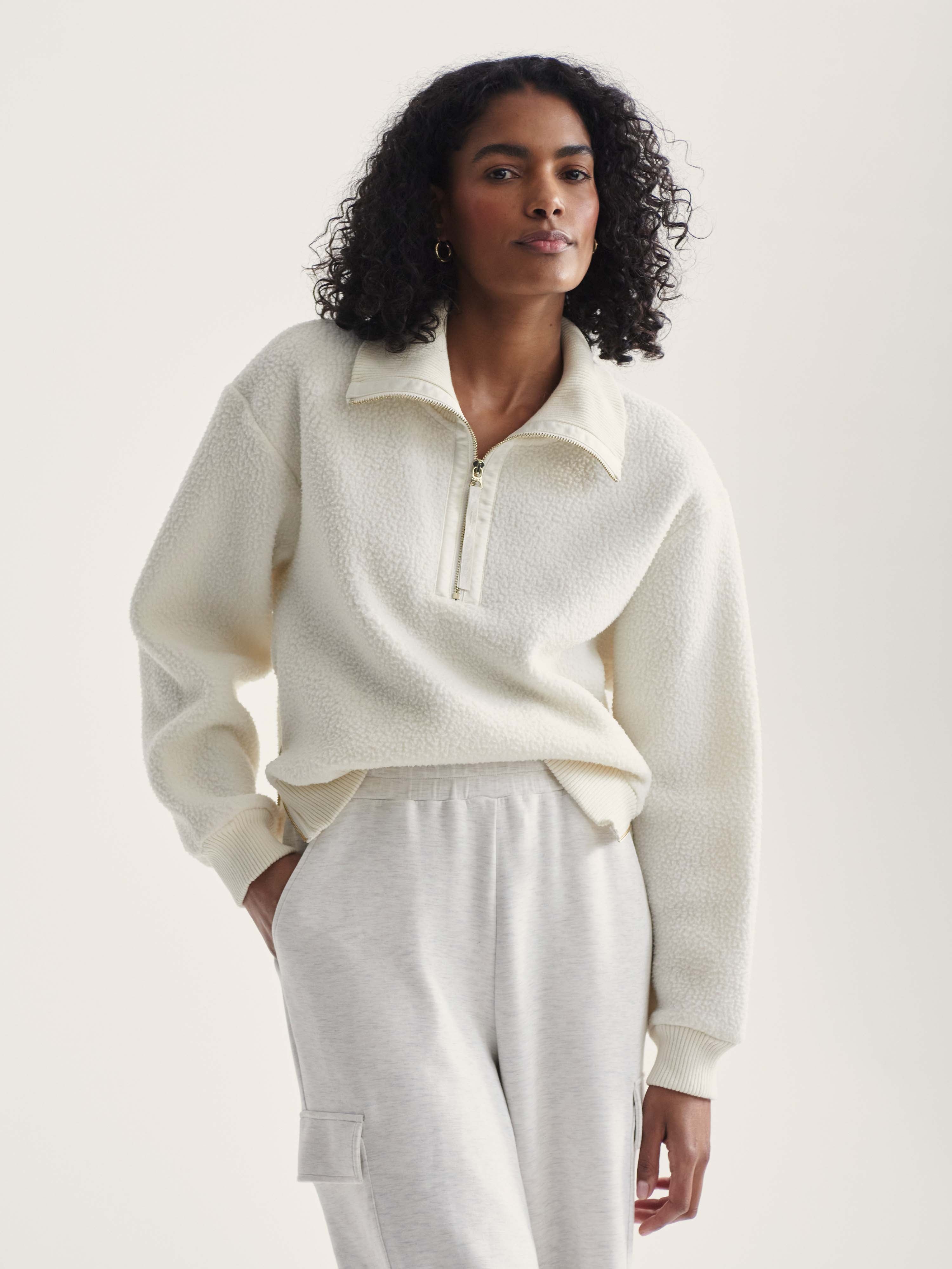 Roselle Half Zip Fleece in Egret