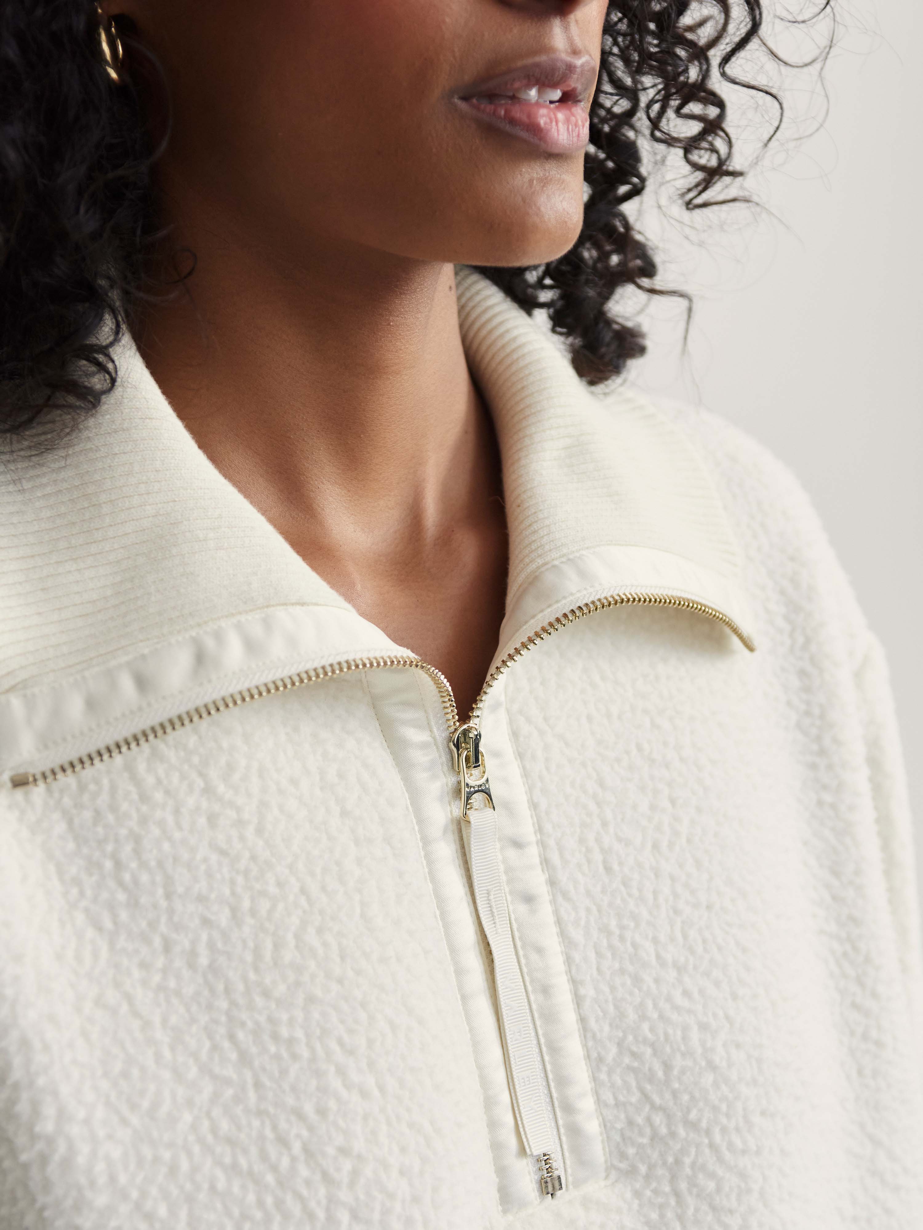 Roselle Half Zip Fleece in Egret