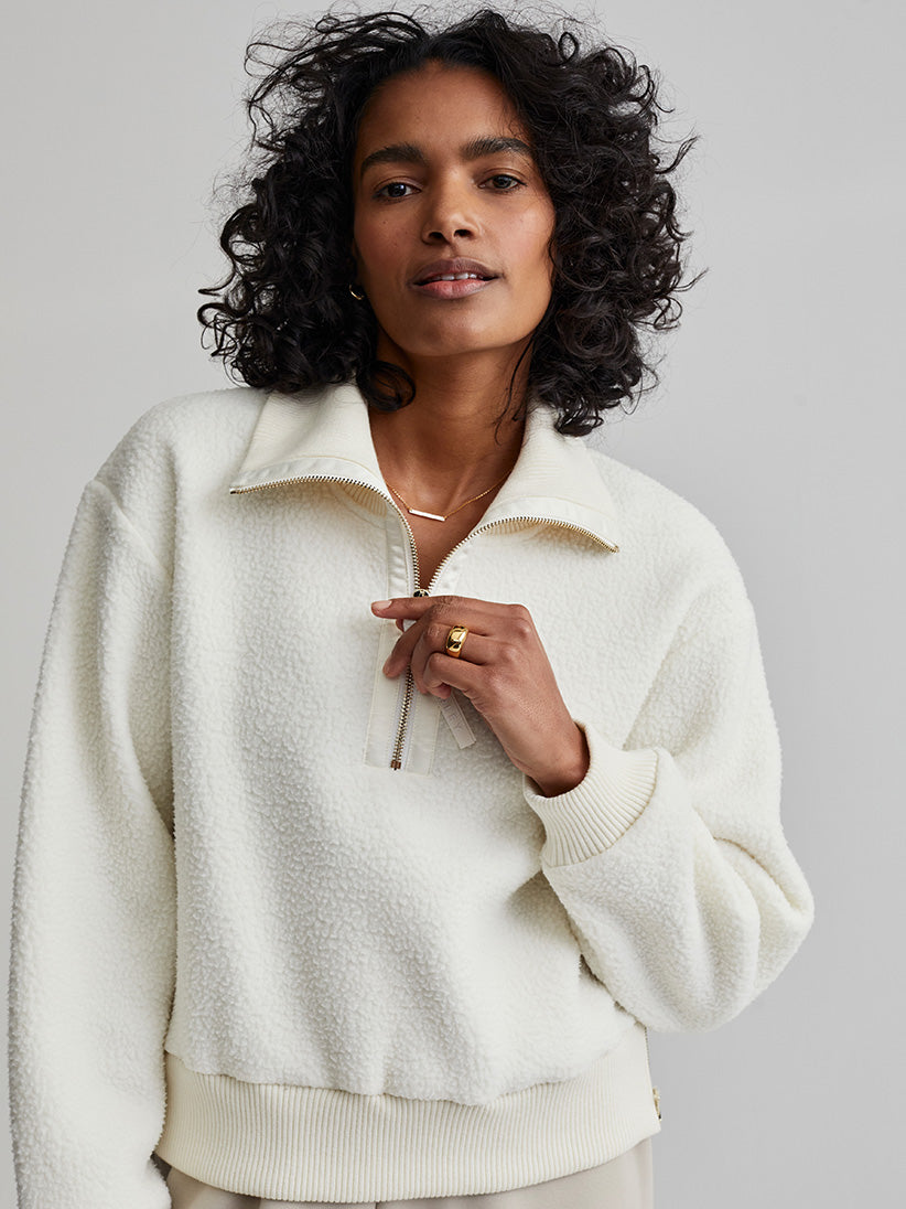 Roselle Half Zip Fleece in Egret