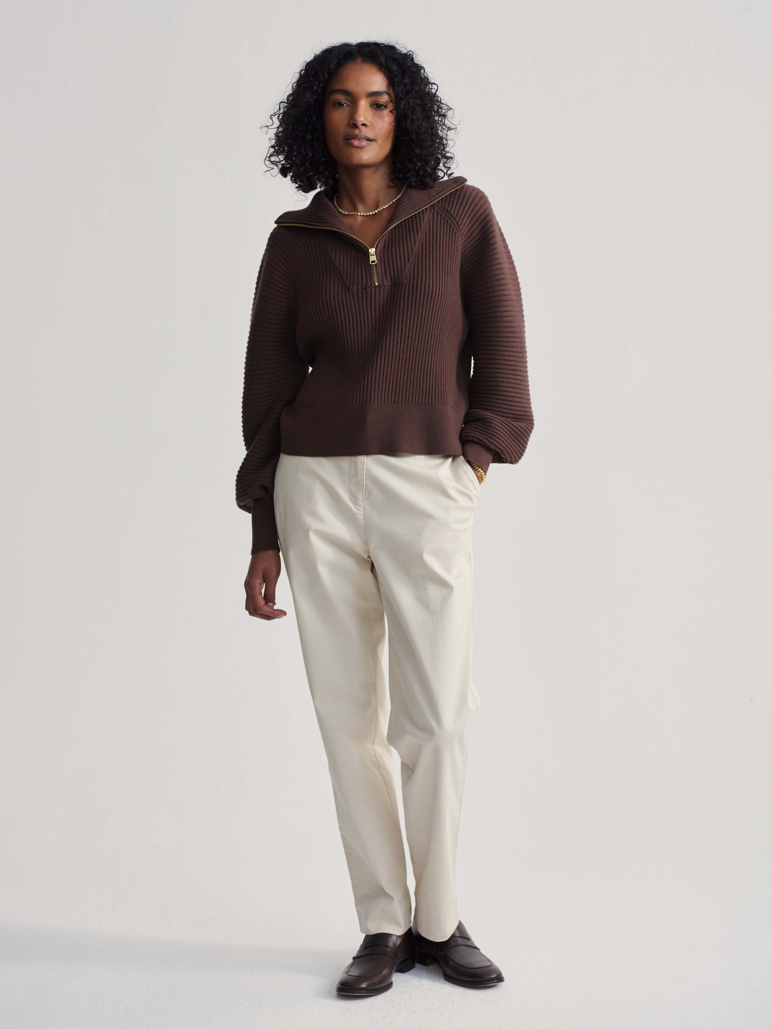 Reid Half-Zip Knit in Coffee Bean