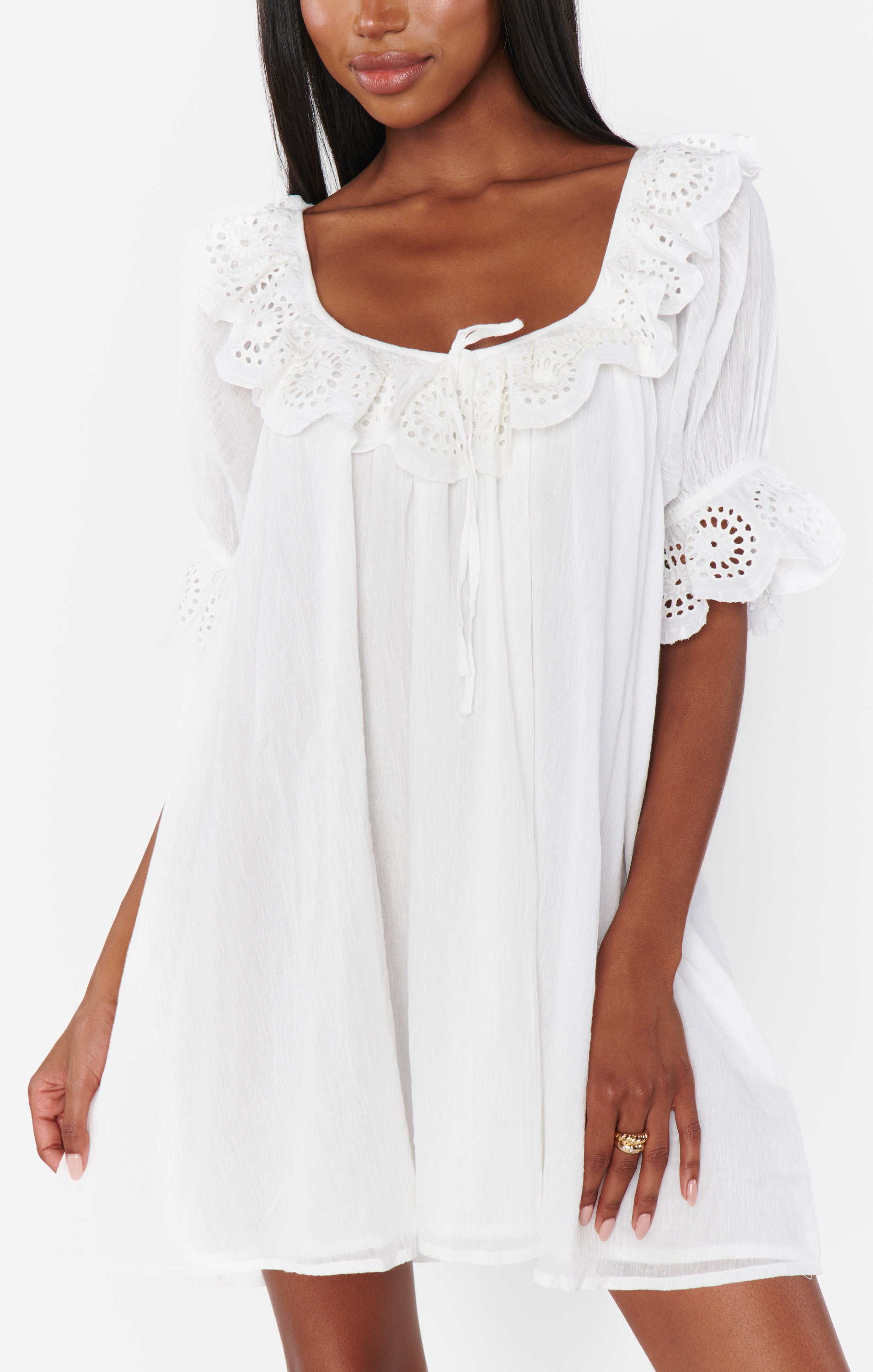 Toulouse Dress in White Eyelet