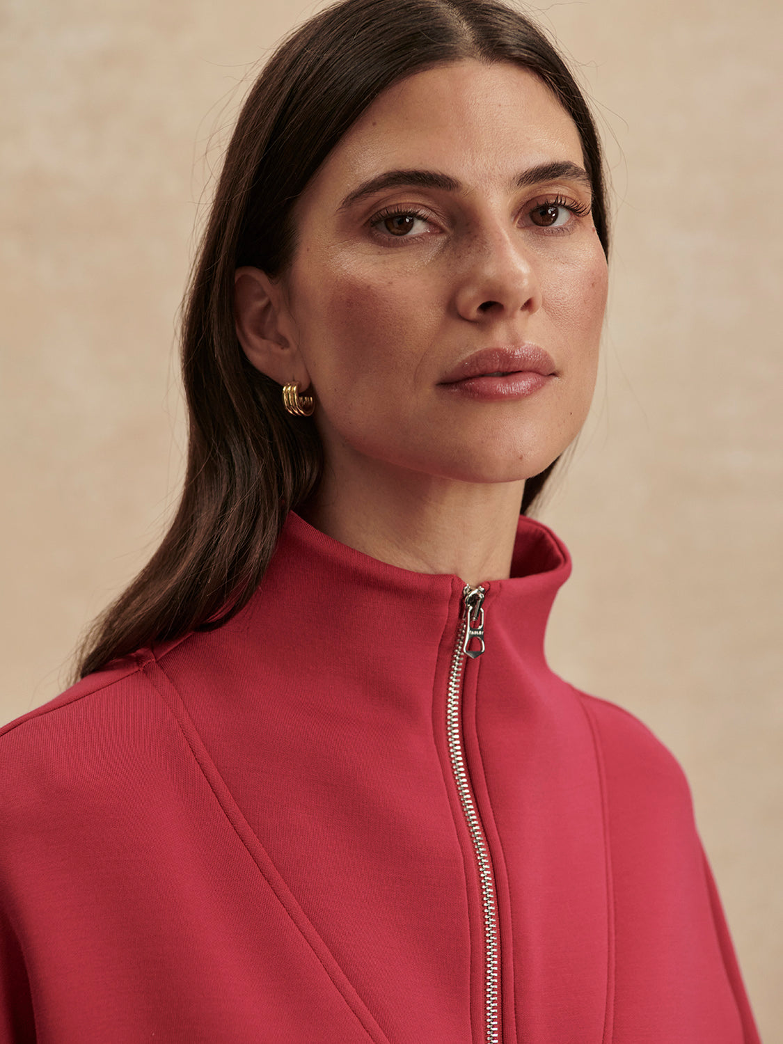 Hawley Half Zip Sweat | Rich Raspberry