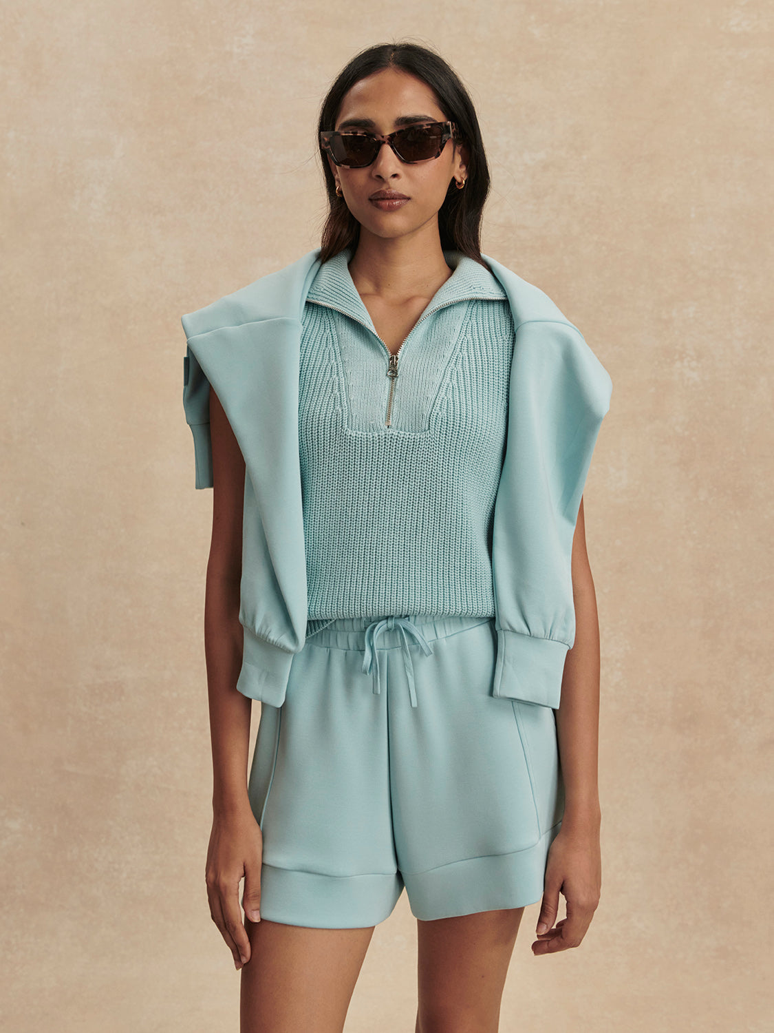 Clifford Half Zip Knit | Porcelain Blue