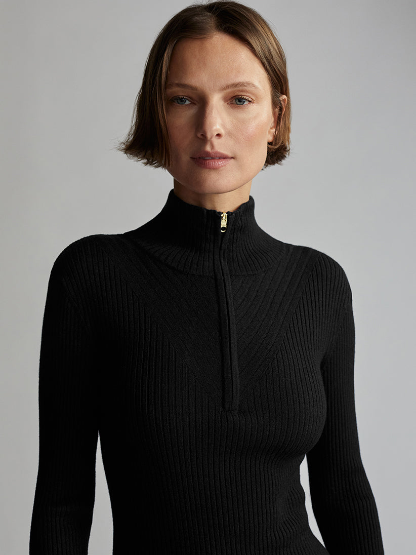 Demi Half-Zip Knit in Black