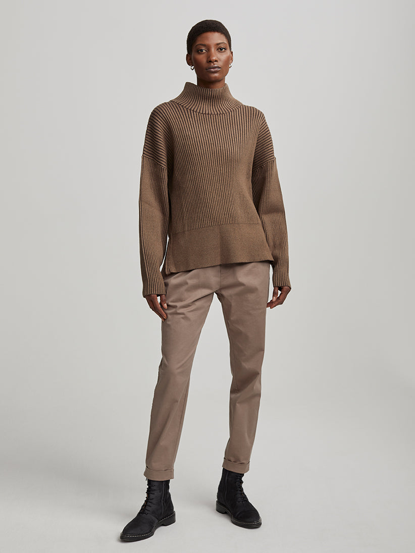 Mayfair Mockneck Knit in Shiitake Marl