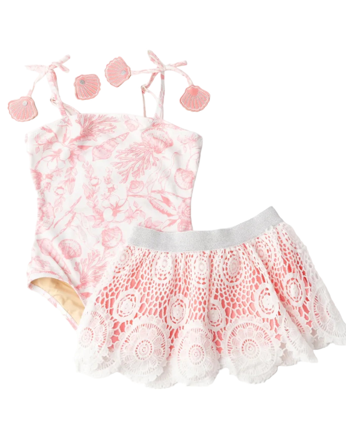 Girls One Piece & Skirt Swimsuit | Seaside Toile