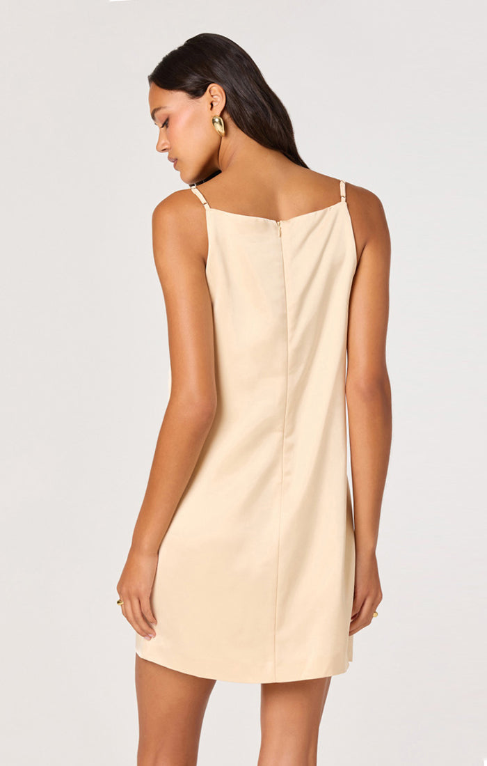 Marigold Satin 3D Floral Mini Dress | Vintage Cream