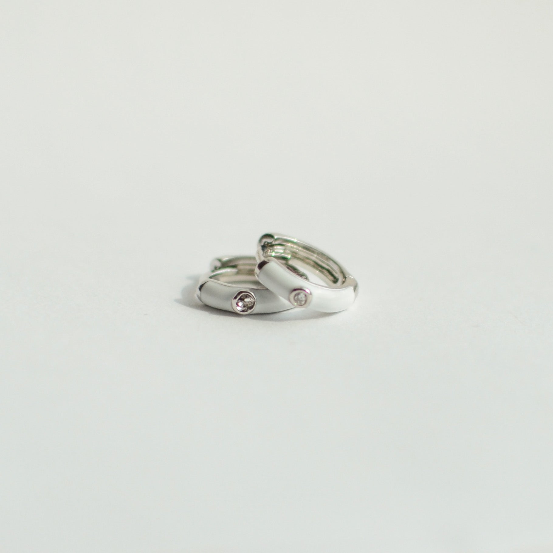 Penny Hoops with CZ Stone | White