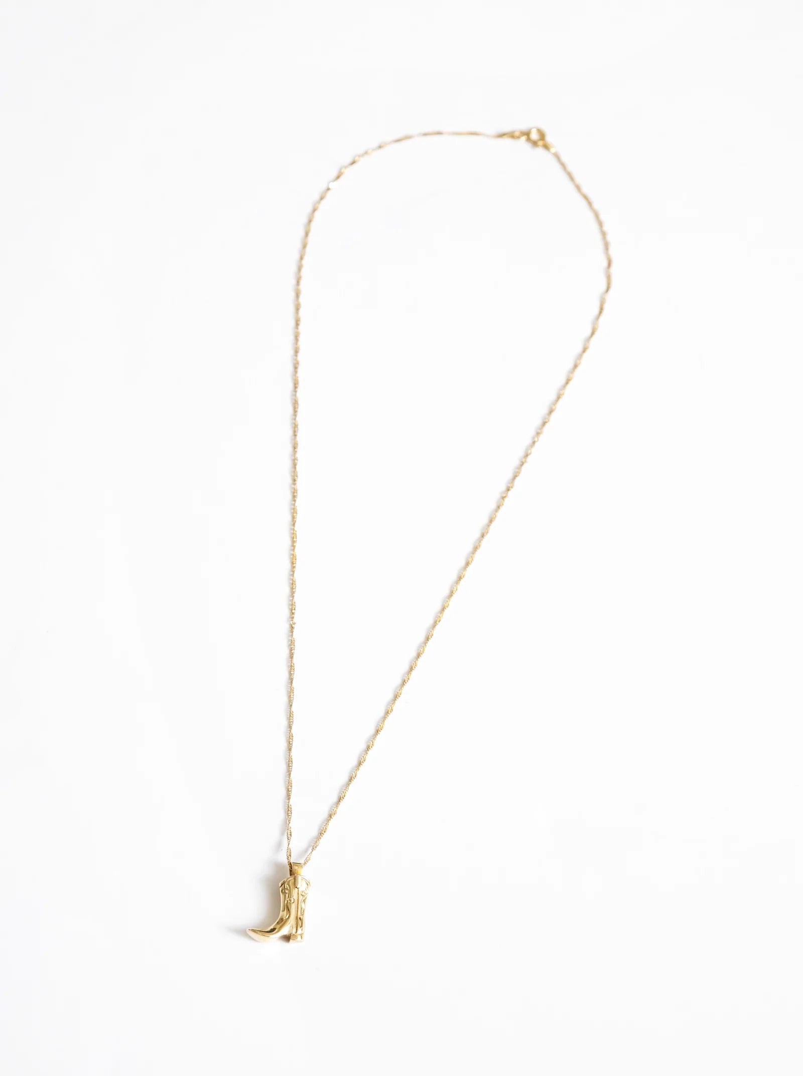 Cowboy Boot Charm Necklace in Gold