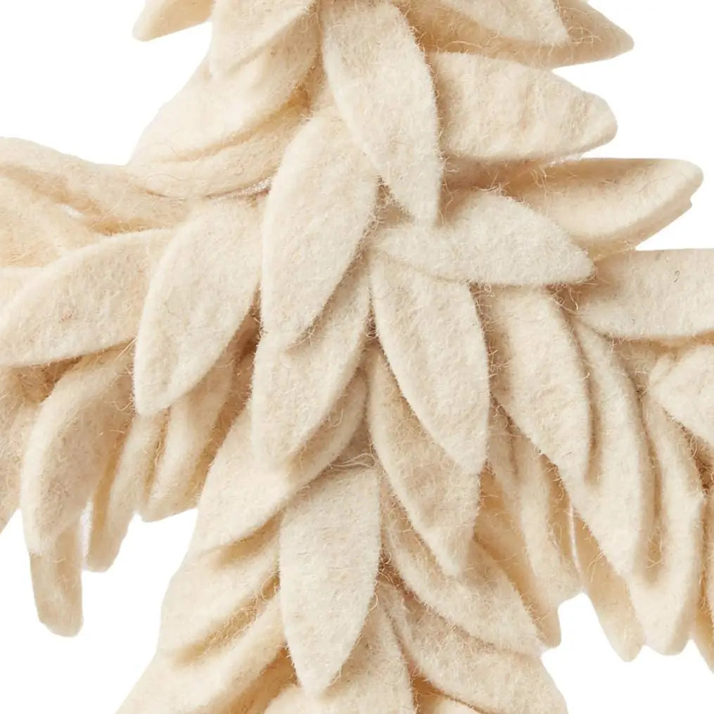 Felted Wool Wreath | Peace Symbol In Cream