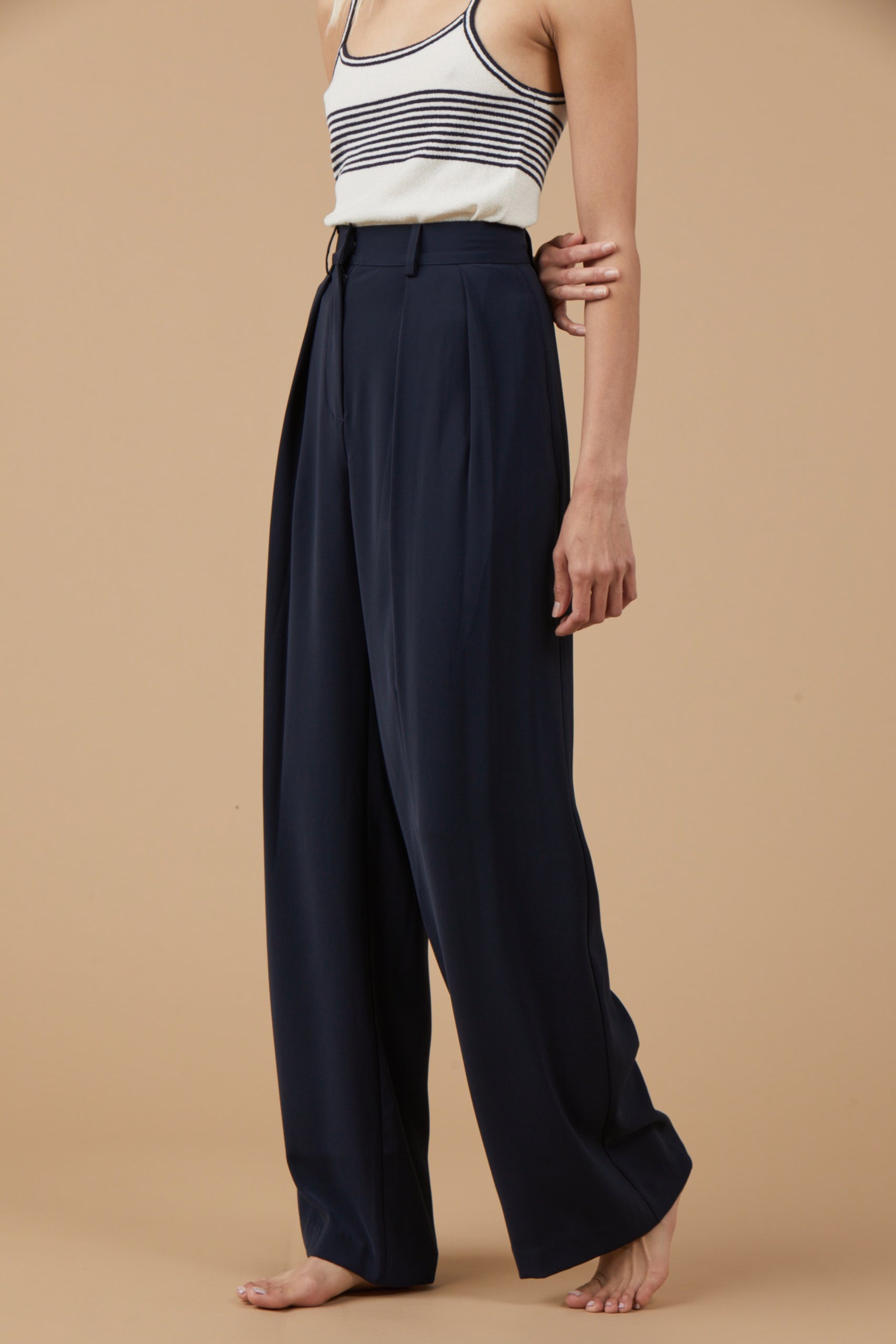 Pleated Wide Leg Trousers