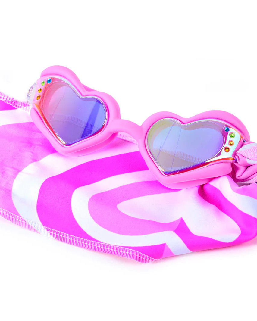 Soft Crush Fabric Strap Heart Kids Goggle | Pink Wish