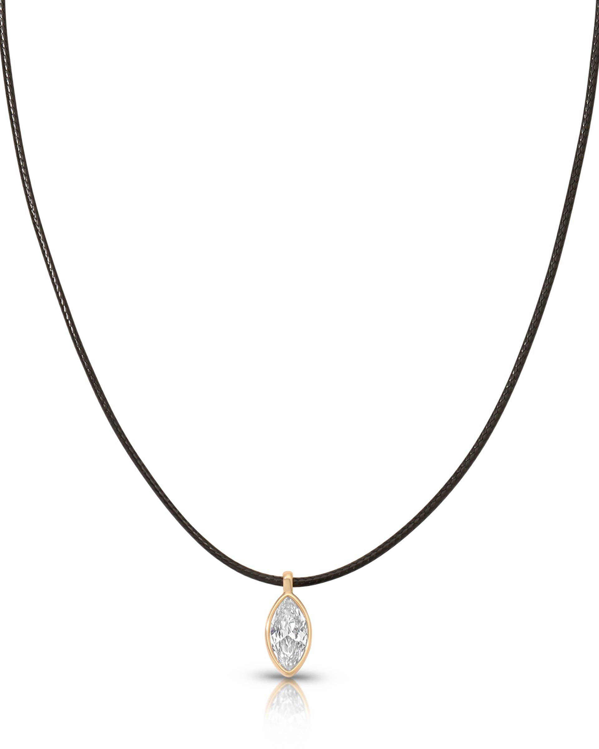 Marquise Crystal Pendant Cord Necklace