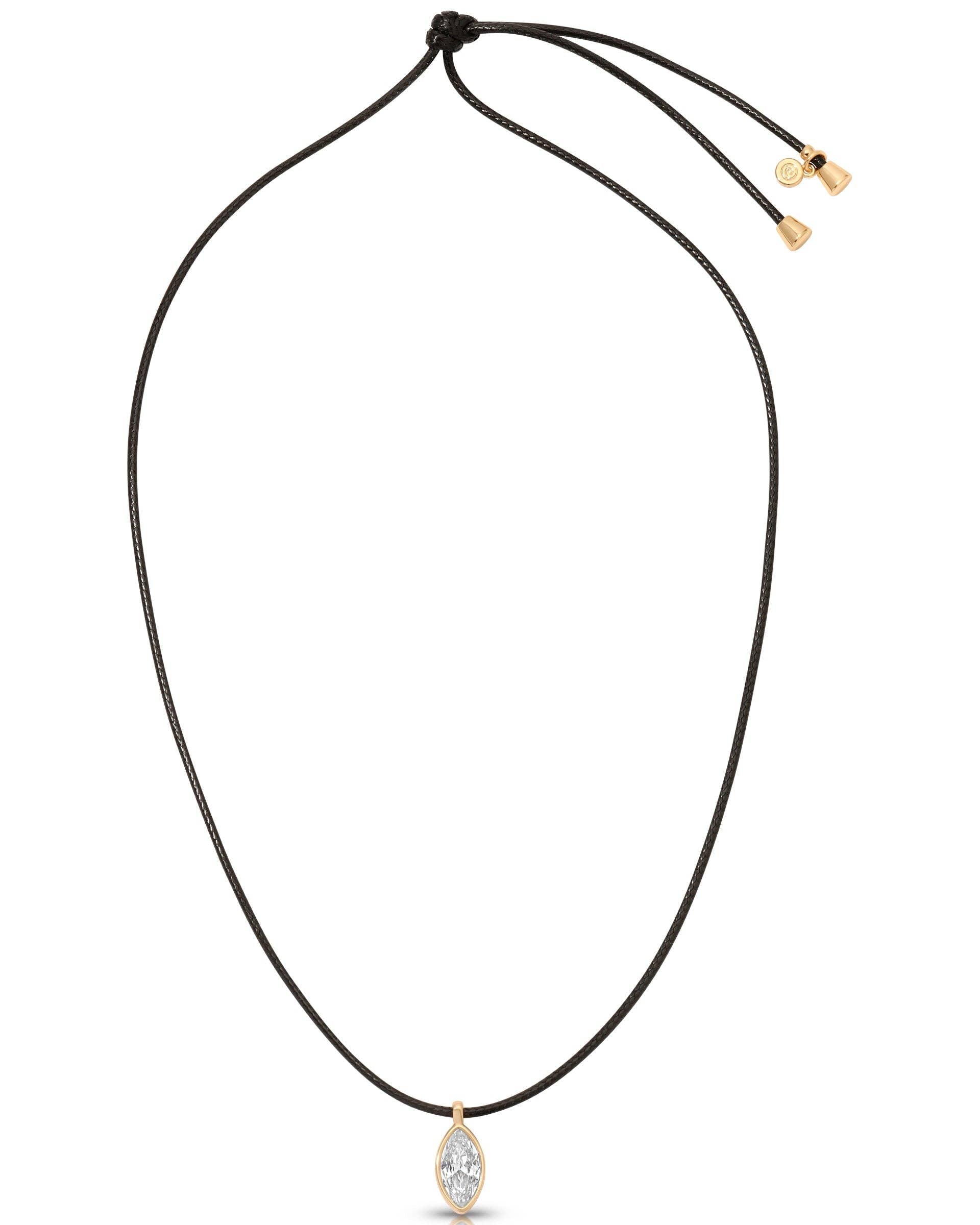 Marquise Crystal Pendant Cord Necklace