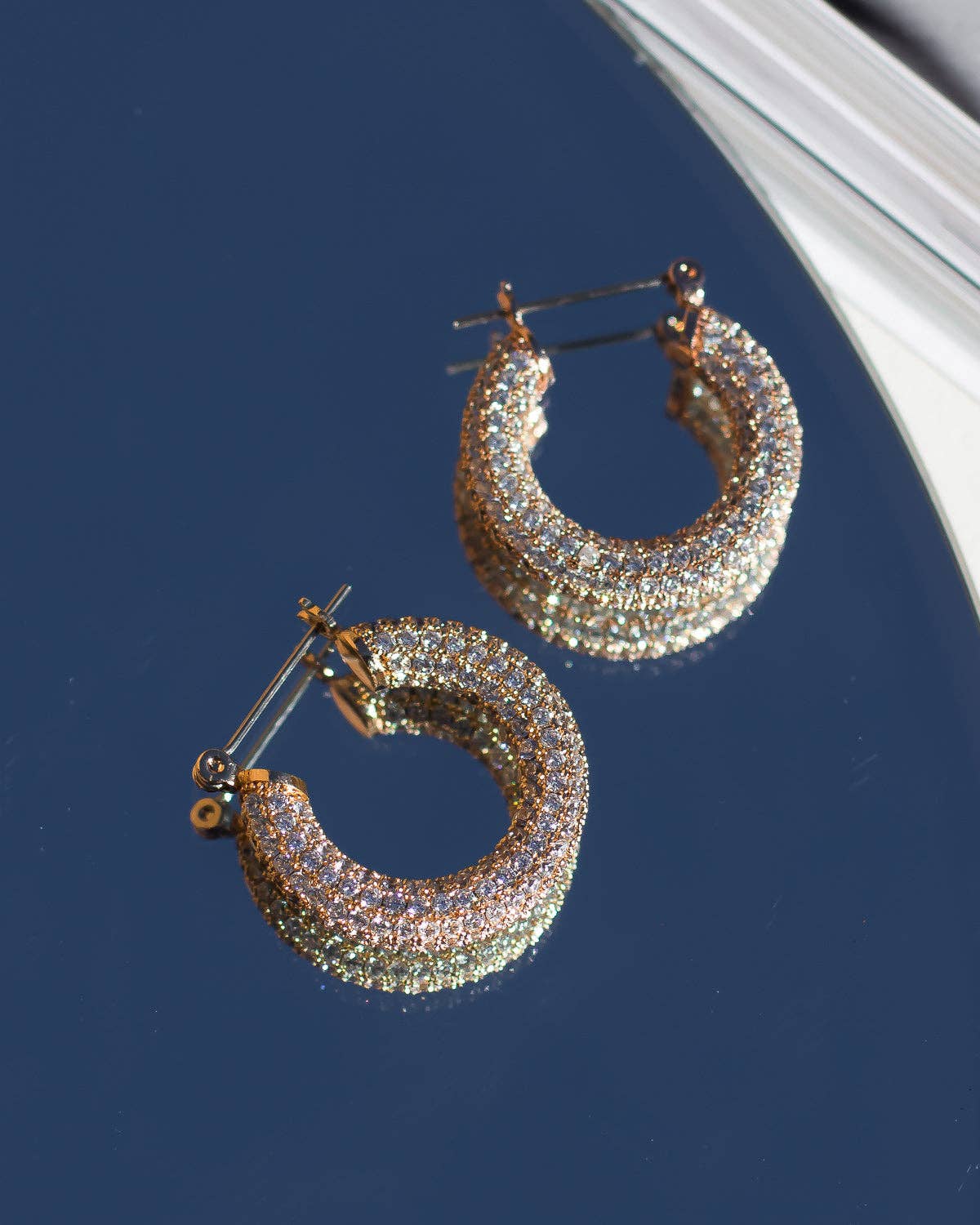 Pave Baby Amalfi Hoops | Gold