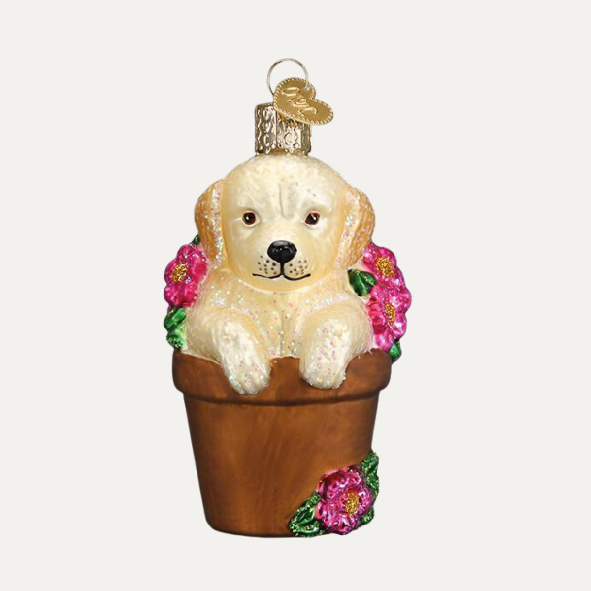 Puppy In Flower Pot Ornament