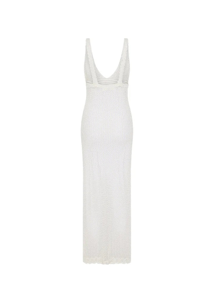 Crochet V Neck Maxi Dress | Ivory